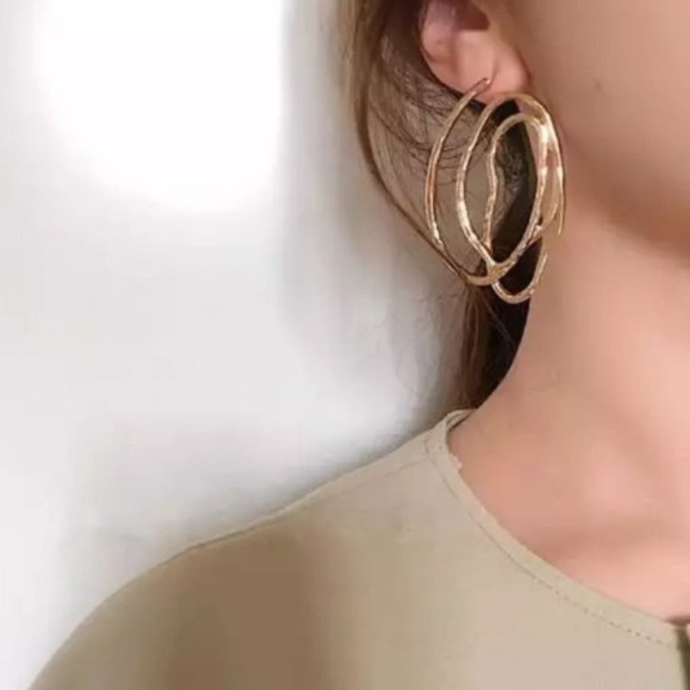 〽️“Maze” gold abstract wire earrings 〽️